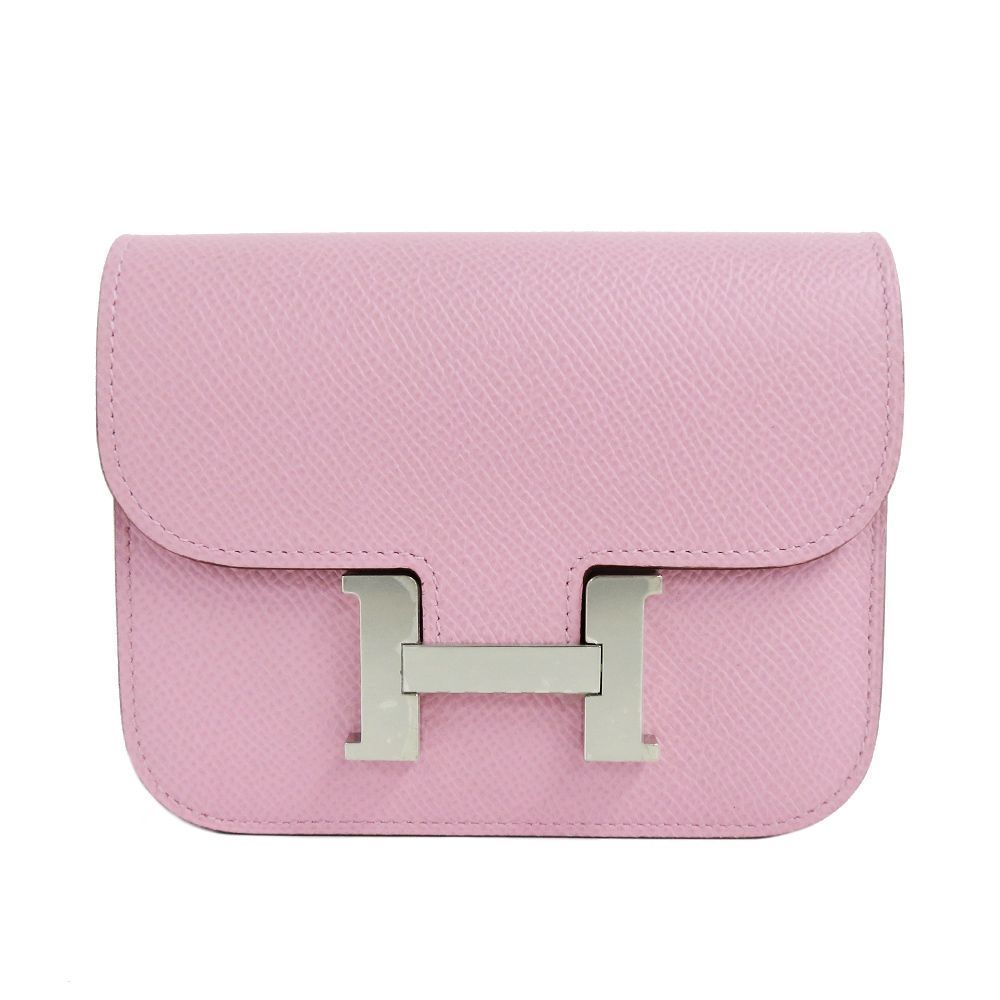 Hermes Constance Slim Compact Wallet Accessory Mauve Silvestre Silver Pink